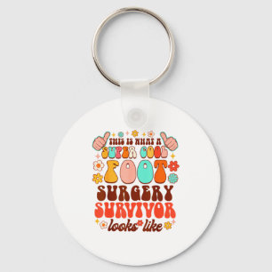 Recovery Funny Super A Cool Foot Surgery Survivor Keychain