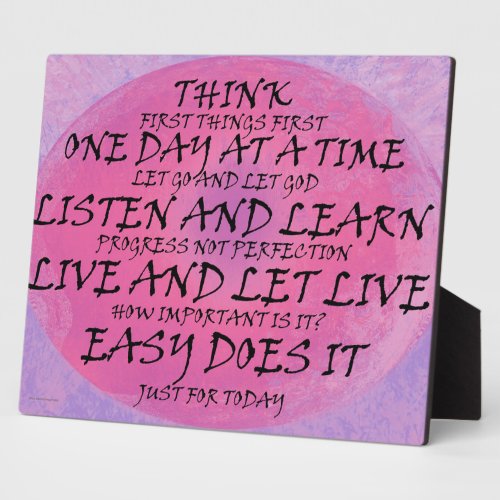 Recovery Slogans Pink Purple Plaque