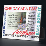 recovery slogans plaque<br><div class="desc">Slogans are an incredible tool in 12 step recovery. This product helps to remind us on a daily basis to just breath... one day at a time... </div>
