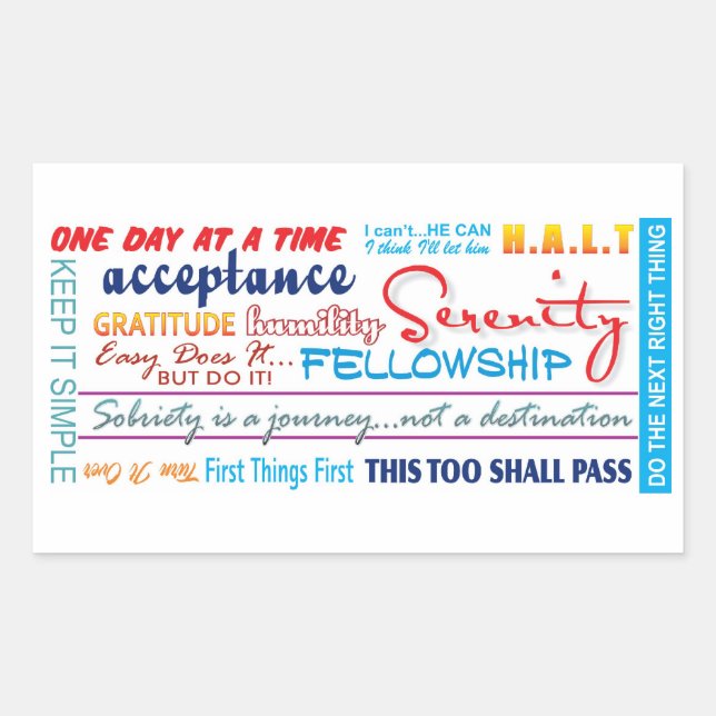 recovery slogans rectangular sticker (Front)