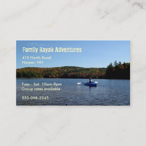 Customizable Recreational Kayaking Business Card