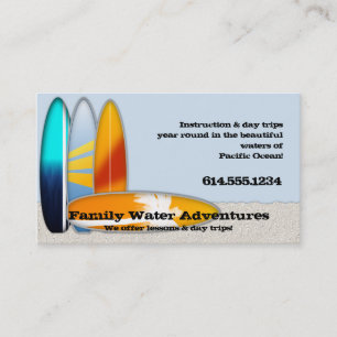 Recreational Surfing Surf Board Business Cards