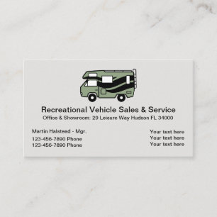 Recreational Vehicle And Motorhomes Business Card