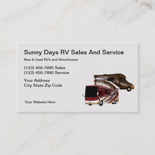 Recreational Vehicle And Motorhomes Business Card