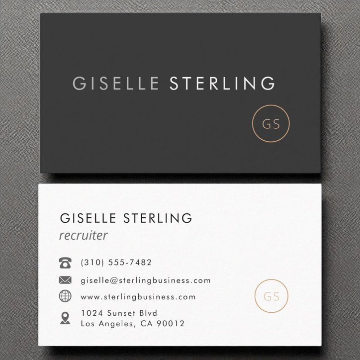 Recruiter Hr Consultant Luxury Black Elegant Business Card
