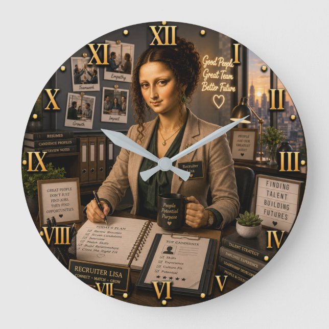 Recruiter Mona Lisa Large Clock (Front)
