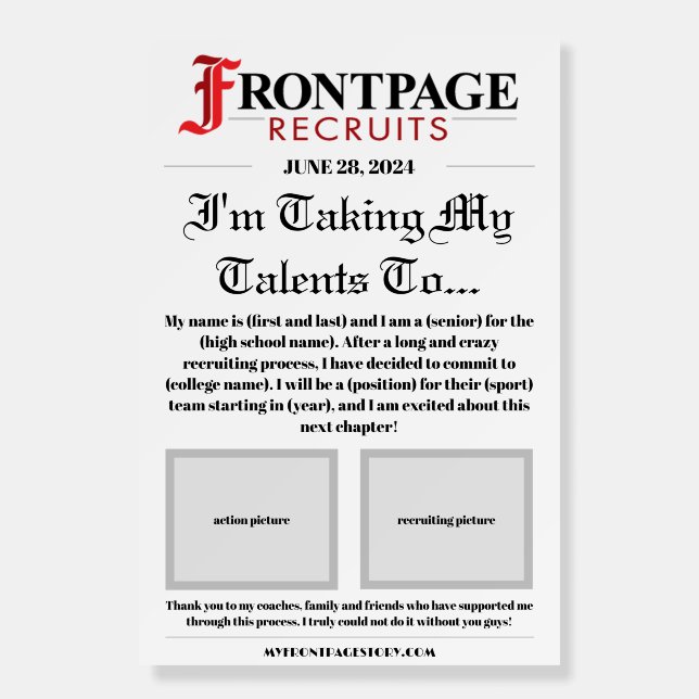 Recruiting Announcement Foam Board (Front)