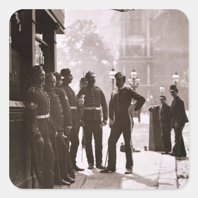 Recruiting Sergeants at Westminster, 1876-77 (wood Square Sticker (Front)
