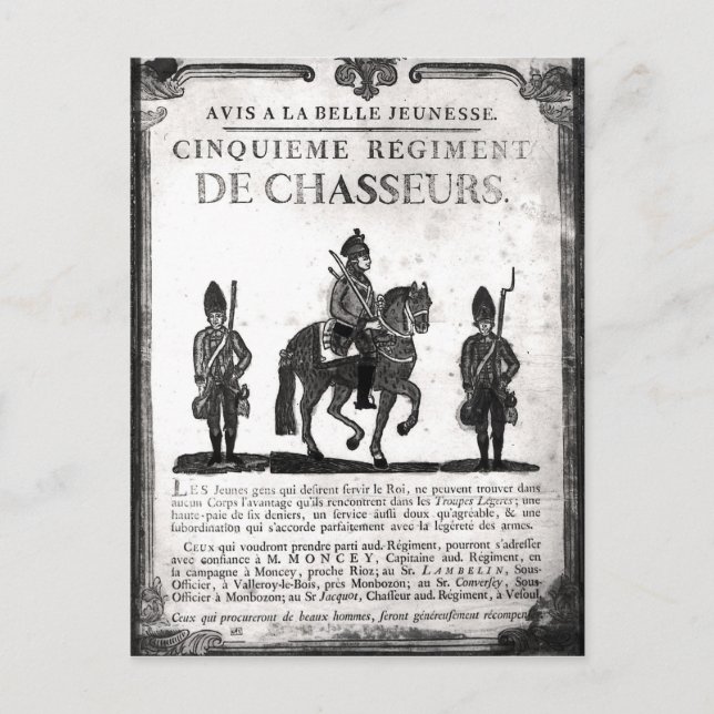 Recruitment poster for the Fifth Regiment Postcard (Front)