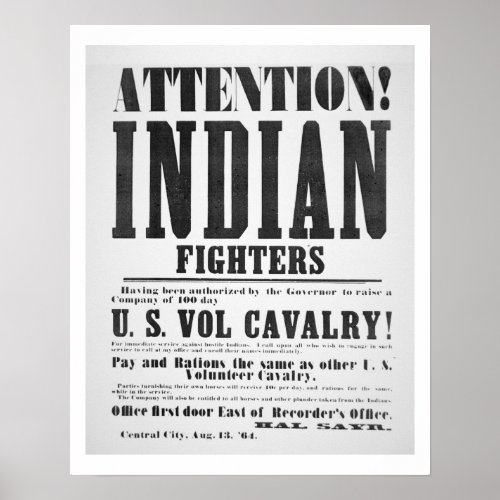 Recruitment poster for the US Volunteer Cavalry