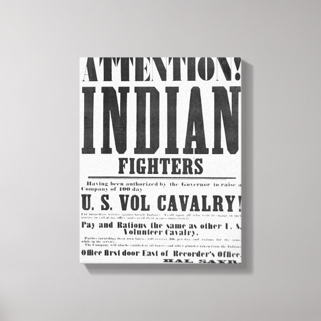 Recruitment poster for the U.S. Volunteer Cavalry, Canvas Print (Front)