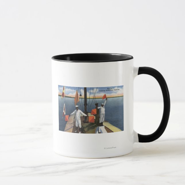 Recruits Learning Semaphore Signaling - US Navy Mug (Right)