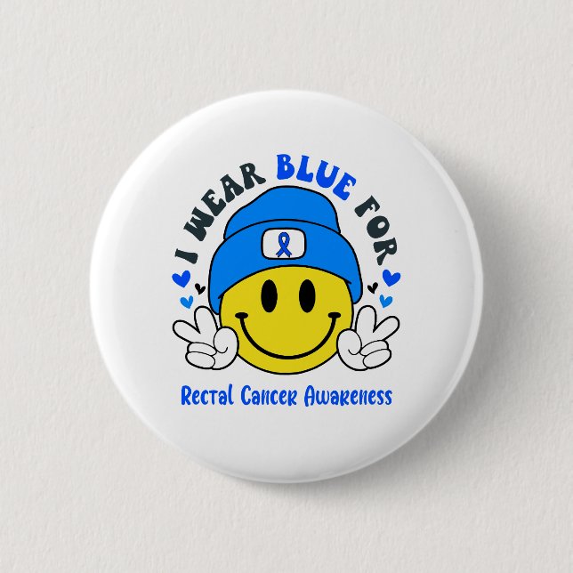 Rectal Cancer Awareness Ribbon Support Gifts Button (Front)