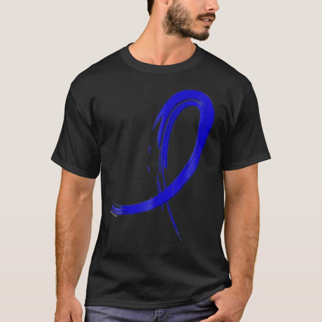 Rectal Cancer  Blue Graffiti Ribbon T-Shirt (Front)