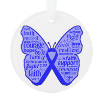 Rectal Cancer Butterfly Collage of Words Ornament
