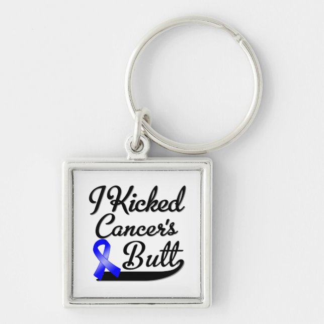 Rectal Cancer I Kicked Butt Keychain (Front)