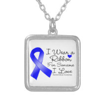 Rectal Cancer Ribbon Someone I Love Silver Plated Necklace