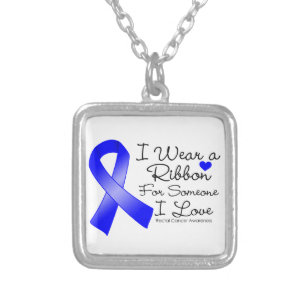 Rectal Cancer Ribbon Someone I Love Silver Plated Necklace