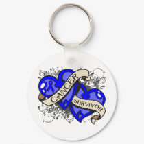 Rectal Cancer Survivor Dual Hearts Keychain