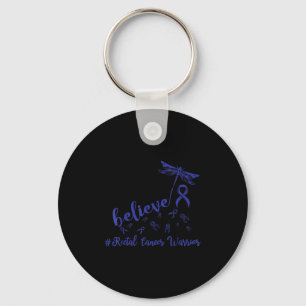 Rectal Cancer Warrior Dragonfly Believe Hope Keychain