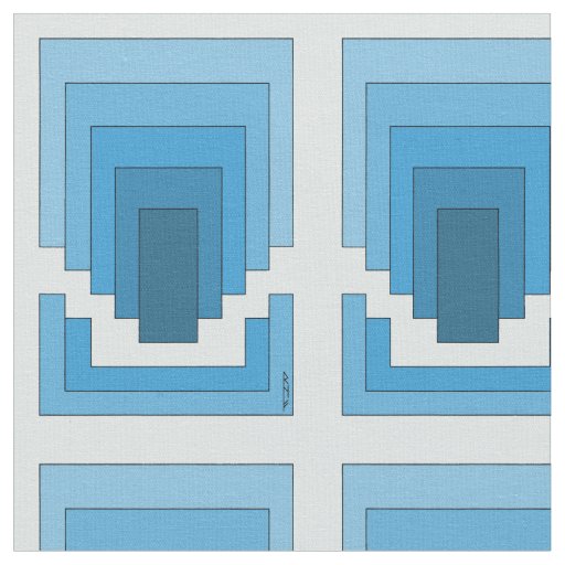 Rectangle Abstract in Blue  Fabric