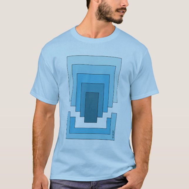 Rectangle Abstract in Blue  T-Shirt (Front)