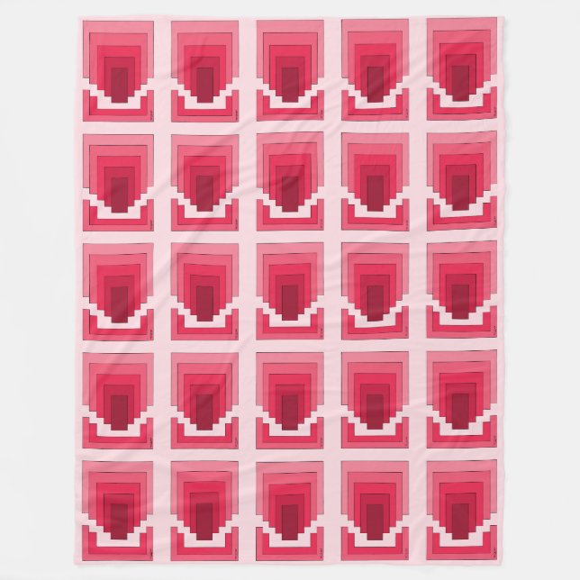 Rectangle Abstract in Red Fleece Blanket (Front)