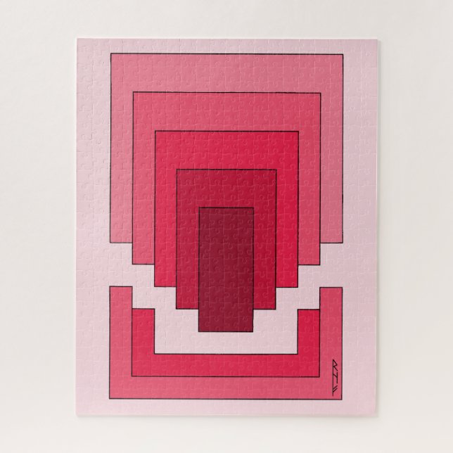 Rectangle Abstract in Red Jigsaw Puzzle (Vertical)