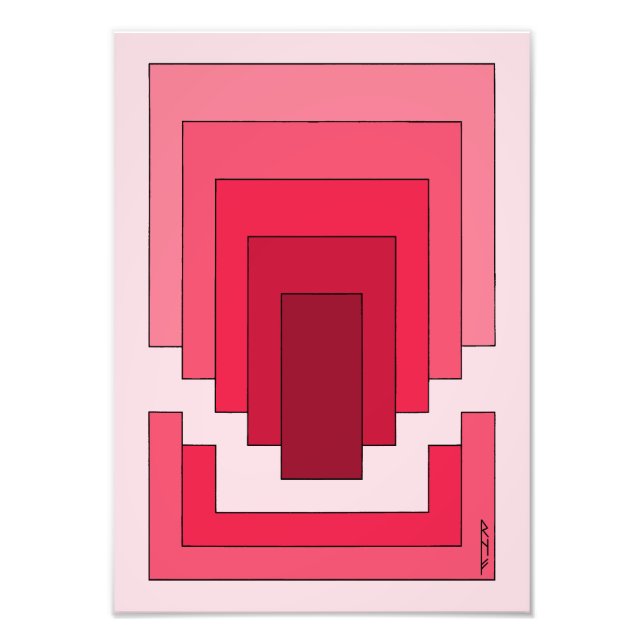 Rectangle Abstract in Red Photo Print (Front)
