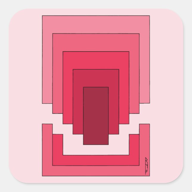 Rectangle Abstract in Red Square Sticker (Front)