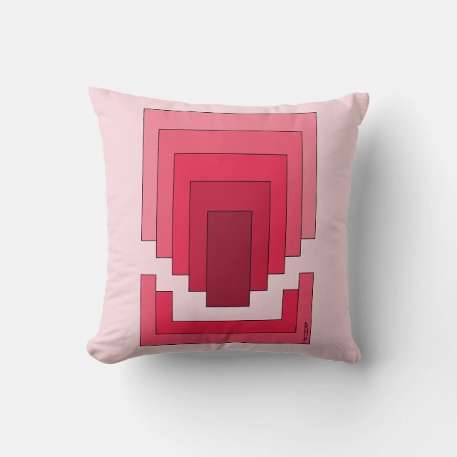 Rectangle Abstract in Red Throw Pillow (Front)