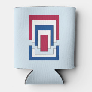 Rectangle Abstract in Red, White, and Blue  Can Cooler
