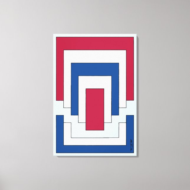 Rectangle Abstract in Red, White, and Blue  Canvas Print (Front)