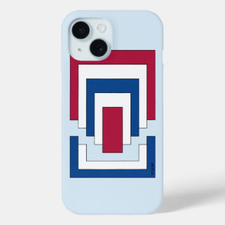 Rectangle Abstract in Red, White, and Blue  iPhone 15 Case