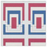 Rectangle Abstract in Red, White, and Blue  Fabric