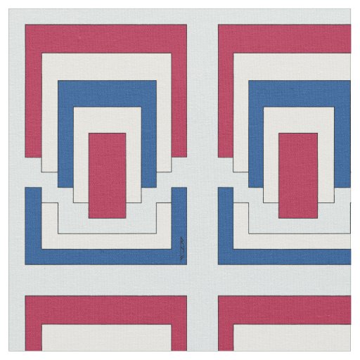 Rectangle Abstract in Red, White, and Blue  Fabric