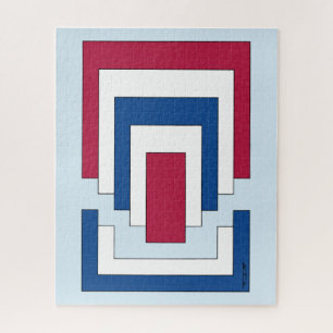 Rectangle Abstract in Red, White, and Blue Jigsaw Puzzle