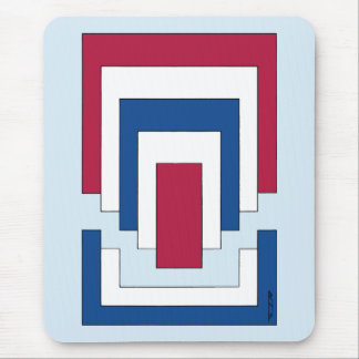 Rectangle Abstract in Red, White, and Blue  Mouse Pad