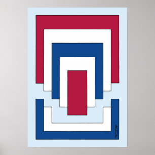 Rectangle Abstract in Red, White, and Blue Poster