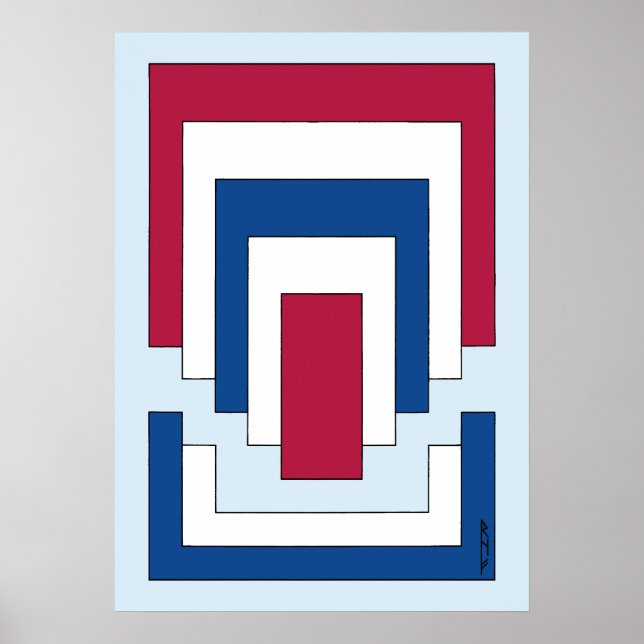 Rectangle Abstract in Red, White, and Blue  Poster (Front)