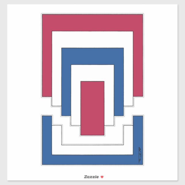  Rectangle Abstract in Red, White, and Blue  Sticker (Sheet)