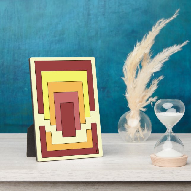 Rectangle Abstract Multicolor (70s Style) Plaque (Side)