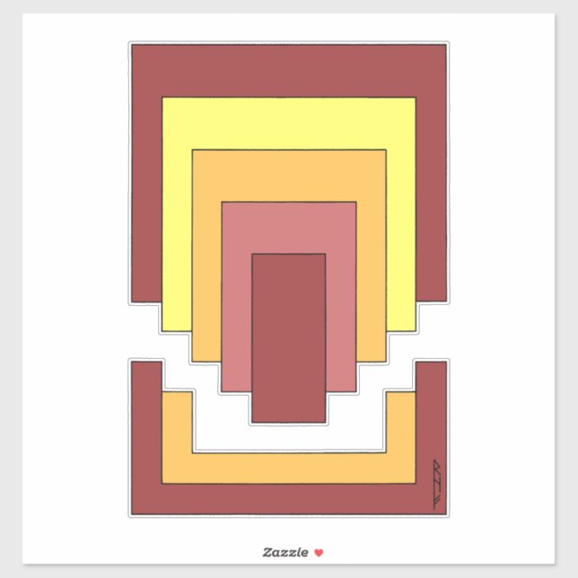Rectangle Abstract Multicolor (70s Style) Sticker (Sheet)