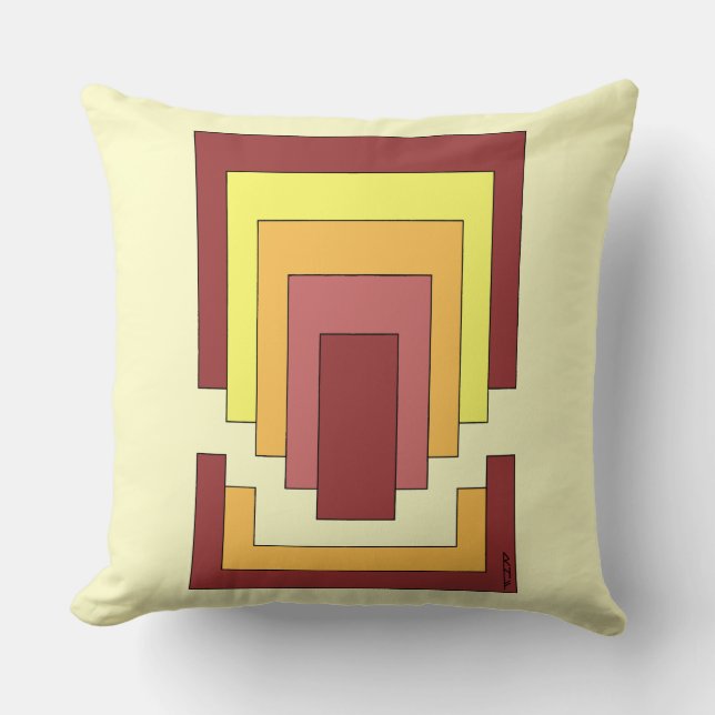 Rectangle Abstract Multicolor (70s Style) Throw Pillow (Front)