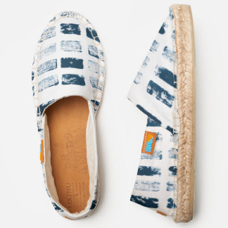 Rectangle block print design in blue tone espadrilles