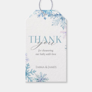 Rectangle Blue Snowflake Christmas Gift Tag