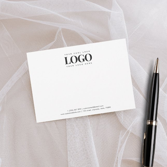 Rectangle Business Logo Company Custom White Note Card (Creator Uploaded)
