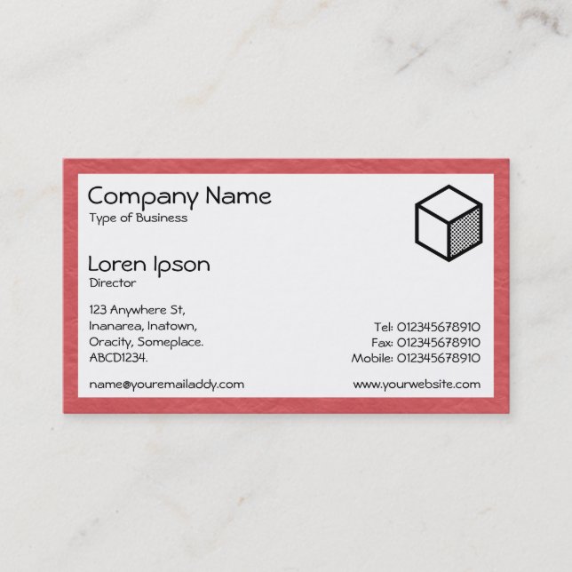 Rectangle - Creased Paper Red Business Card (Front)
