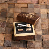 Rectangle Cufflinks Set with Monogram Tie Bar (Front)