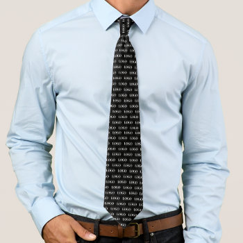 Rectangle Custom Logo Pattern Business Corporate  Neck Tie by ReplaceWithYourLogo at Zazzle